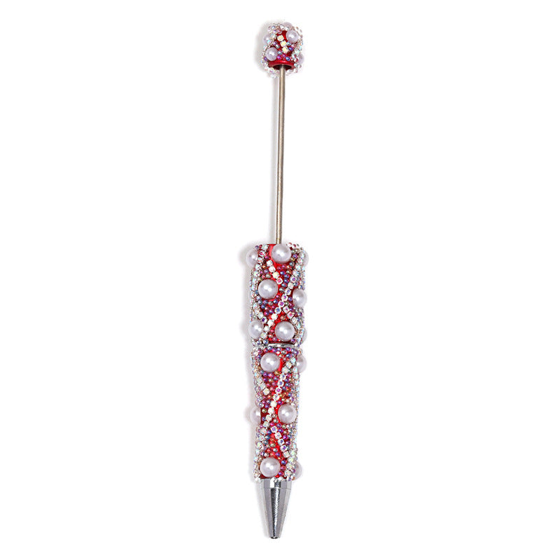 Cross-border explosion heavy industry full diamond pearl chain bead pen DIY rotating ballpoint pen mobile phone chain accessories material