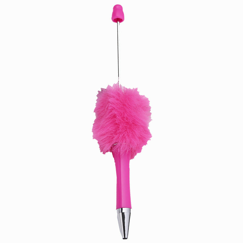 DIY plush bead pen new bead-piercing hairball bead pen cross-border Beadedpen cute cartoon gift pen