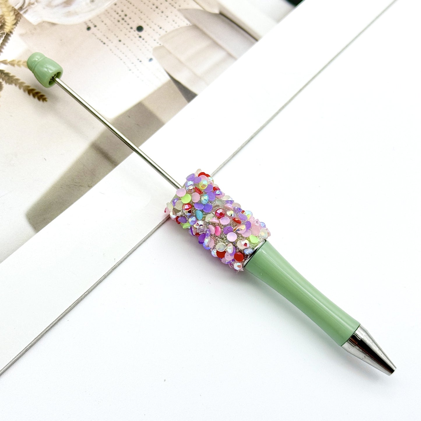 New DIY petal sequined bead pen, Macaron multi-color bead-piercing ballpoint pen cross-border sprouting pen manufacturers wholesale