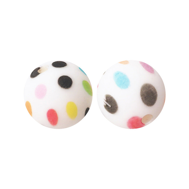 15mm Leopard Print Silicone Beads - Water Transfer Printed Daisy Round Beads for DIY Jewelry, Bead Pens, Loose Beads Wholesale #51-100