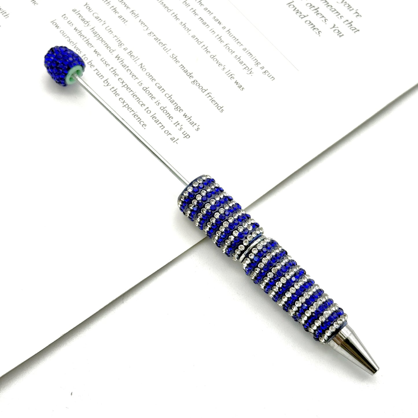 Creative Stripe Full Diamond Ballpoint Pen DIY Beaded Stripe Full Diamond Multicolor Bead Pen Rotary Beaded Grain Pen