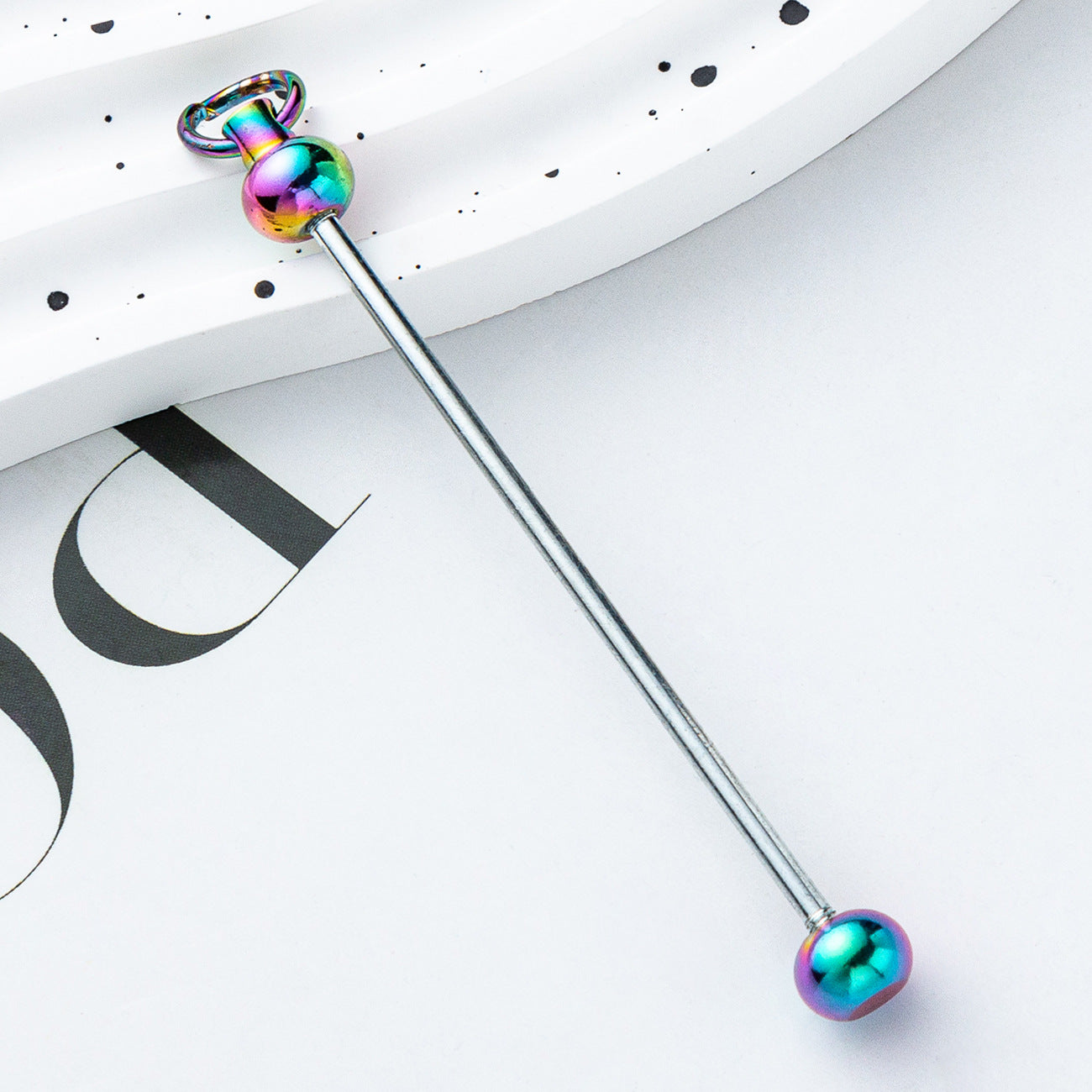 Creative new DIY beaded pole spot gradual change color color beaded keychain pole accessories pendant wholesale