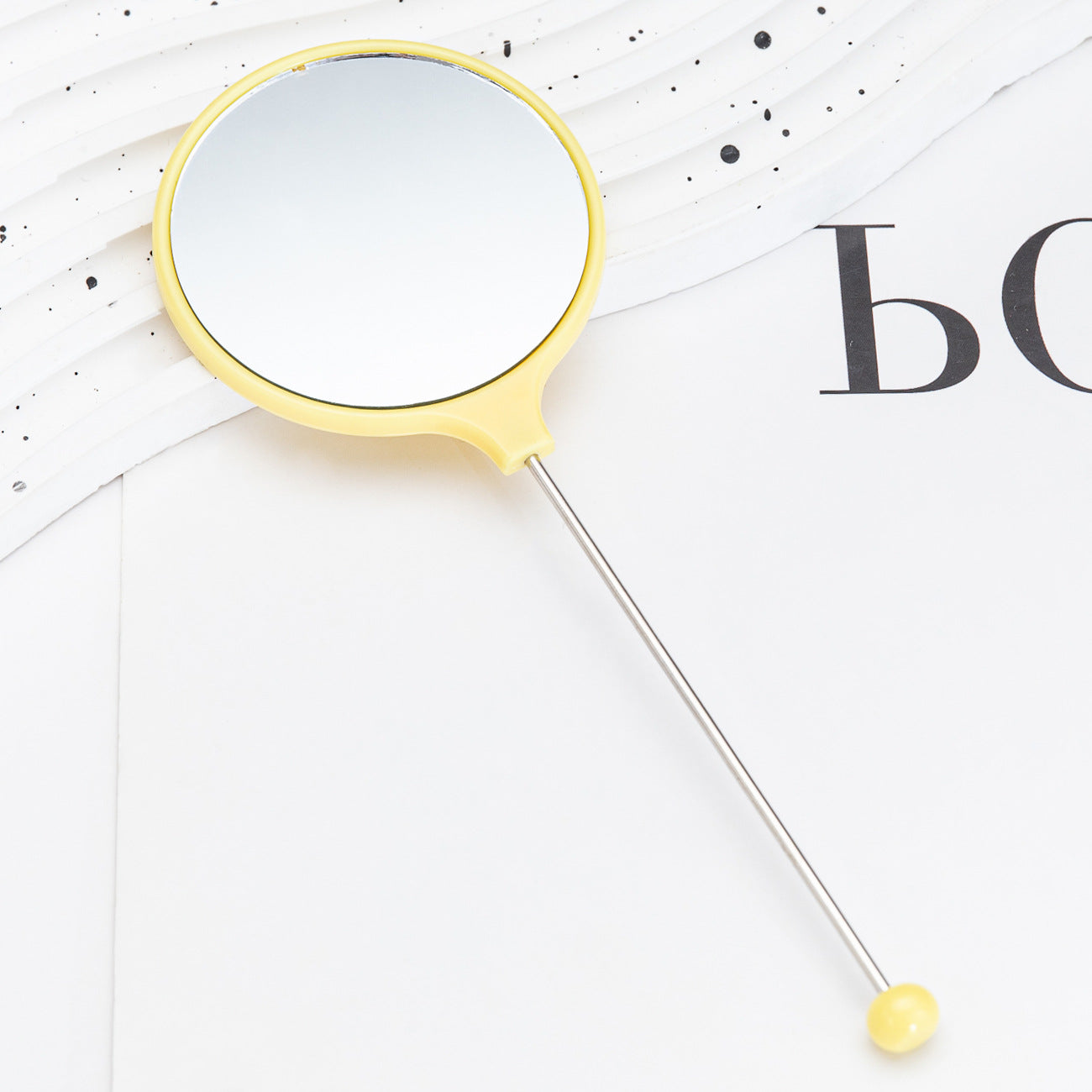 New DIY beaded handle mirror handheld makeup mirror portable single-sided vanity mirror plastic portable makeup mirror