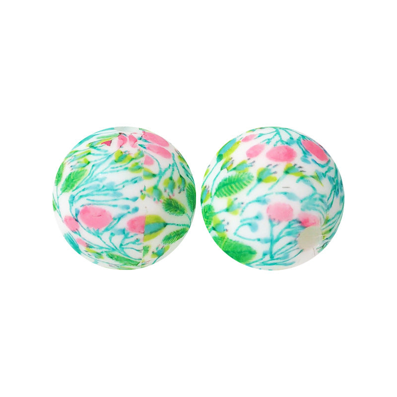 15mm Silicone Beads Water Transfer Beads DIY Jewelry Bead Pen Loose Beads Wholesale #151-200