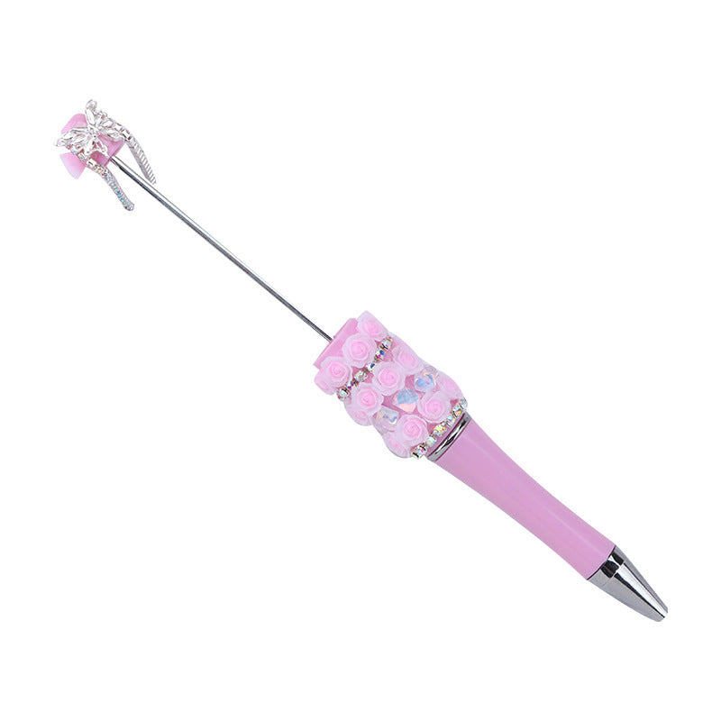 Creative DIY rose petal bead pen, exquisite handmade diamond beaded pen, girl heart blind box gift pen