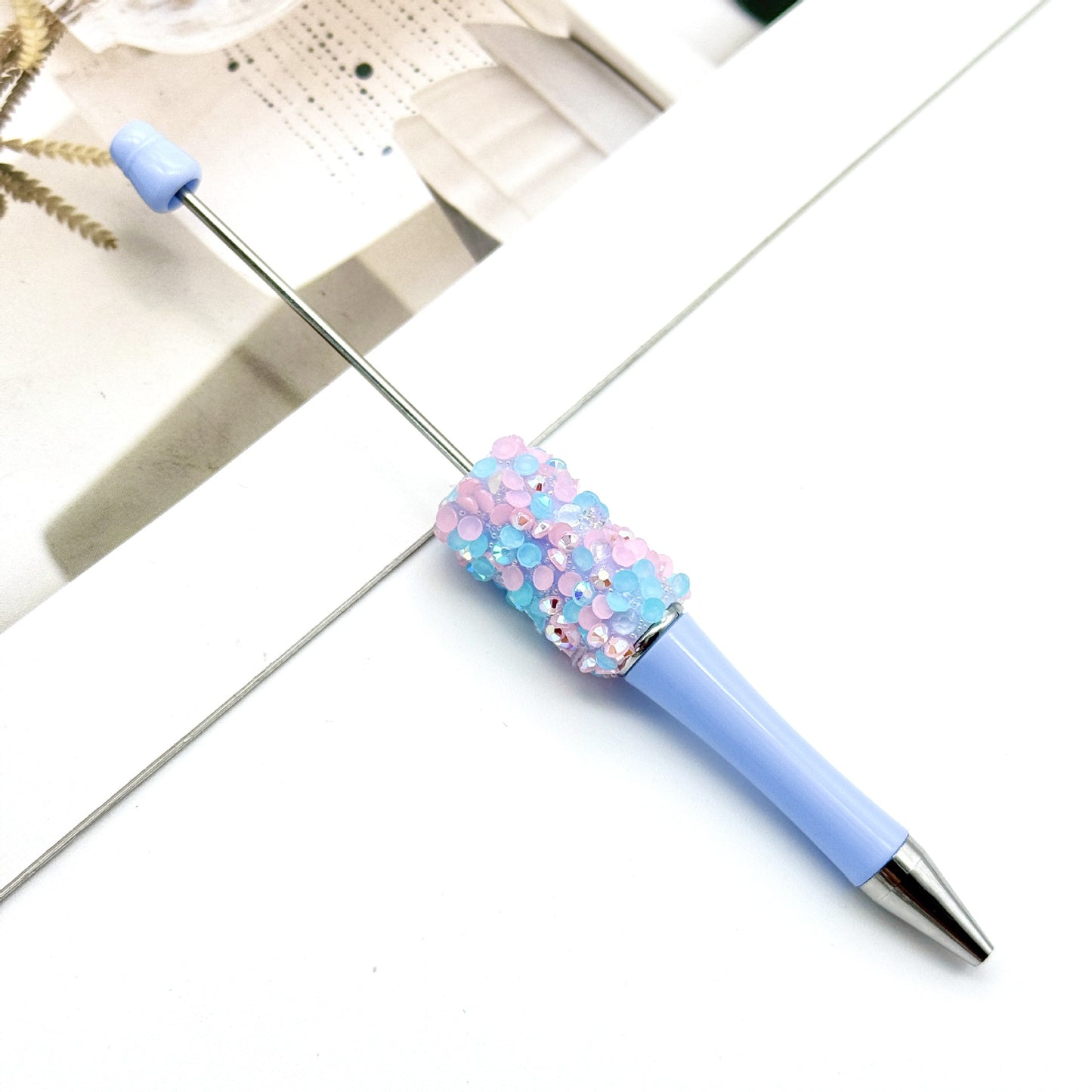 New DIY petal sequined bead pen, Macaron multi-color bead-piercing ballpoint pen cross-border sprouting pen manufacturers wholesale