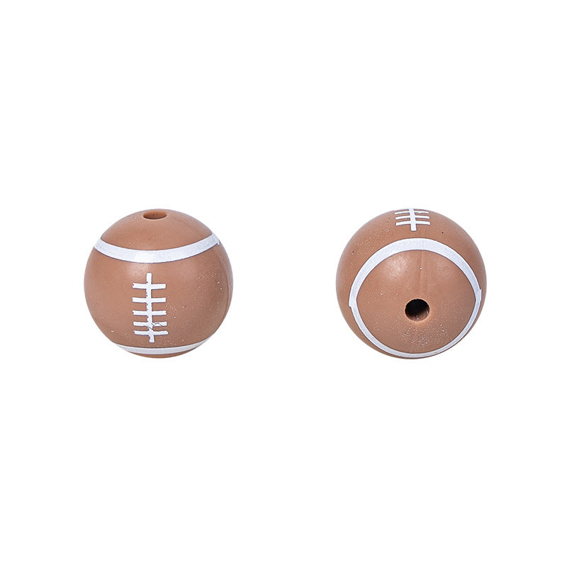 Factory Spot 15mm Silicone Beads Baby Teething Necklace Loose Beads Football Basketball Water Transfer Silicone Beads Wholesale