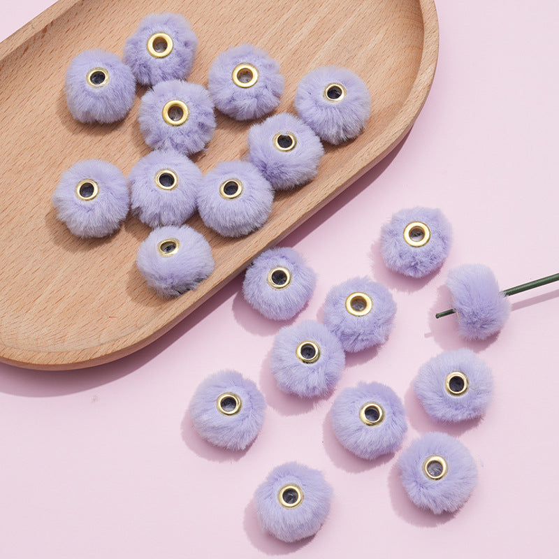 Imitation Rabbit Fur Plush Hanging Ball Beads Beads 20mm Straight Hole Hairball Beads DIY Mobile Phone Chain Accessories