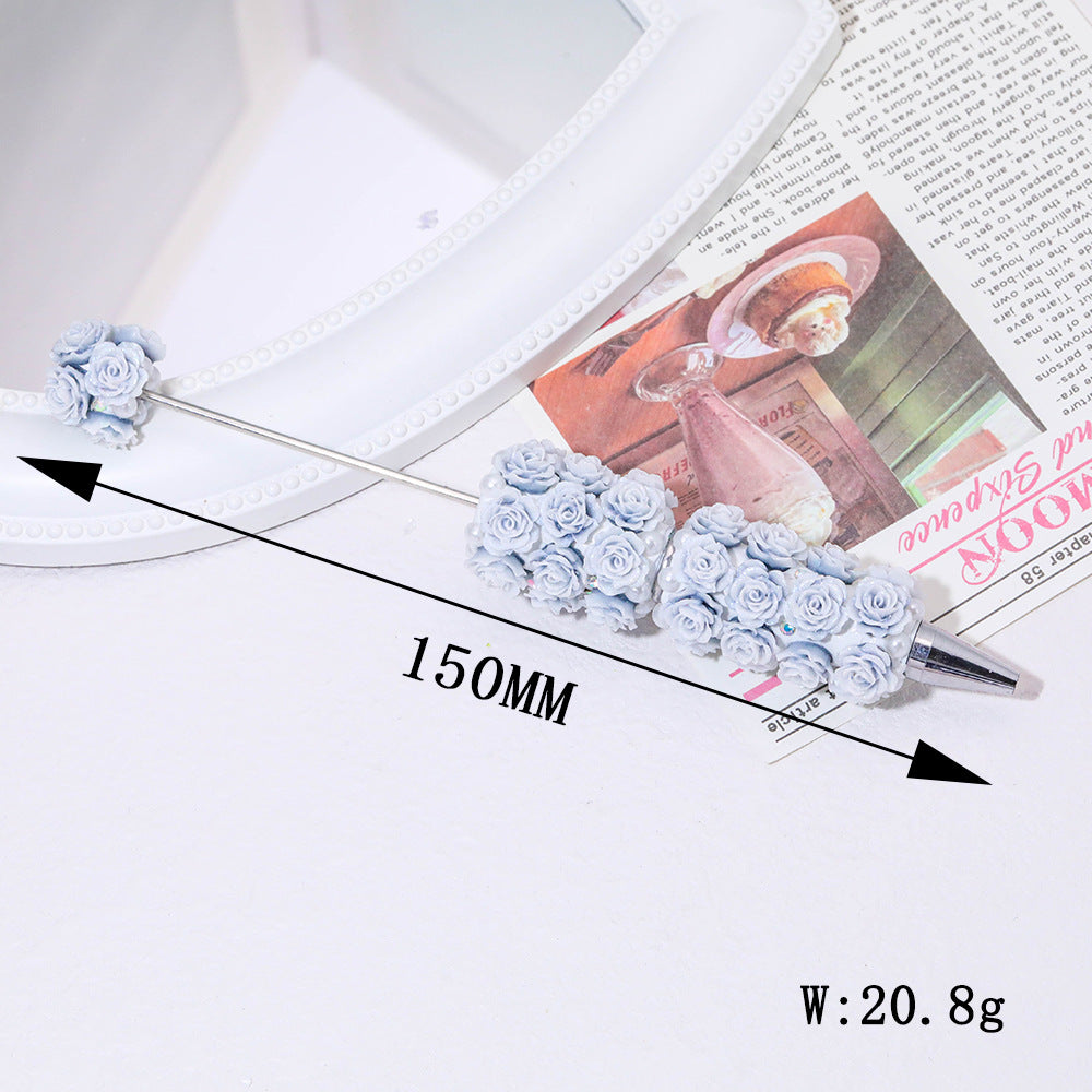 New heavy industry color flower luminous bead pen heavy industry DIY handmade beaded pen holder accessories