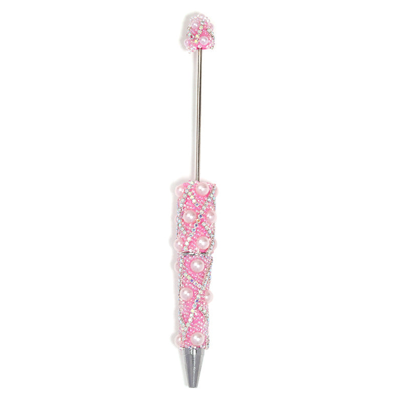 Cross-border explosion heavy industry full diamond pearl chain bead pen DIY rotating ballpoint pen mobile phone chain accessories material