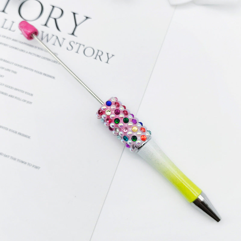 Gradual change color candy diamond bead pen DIY handmade diamond pearl agate ballpoint pen, cute creative gift pen