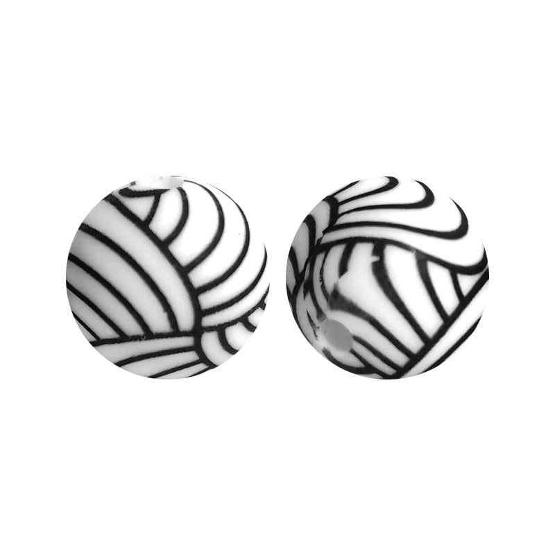 15mm Silicone Beads Water Transfer Beads DIY Jewelry Bead Pen Loose Beads Wholesale #251-285