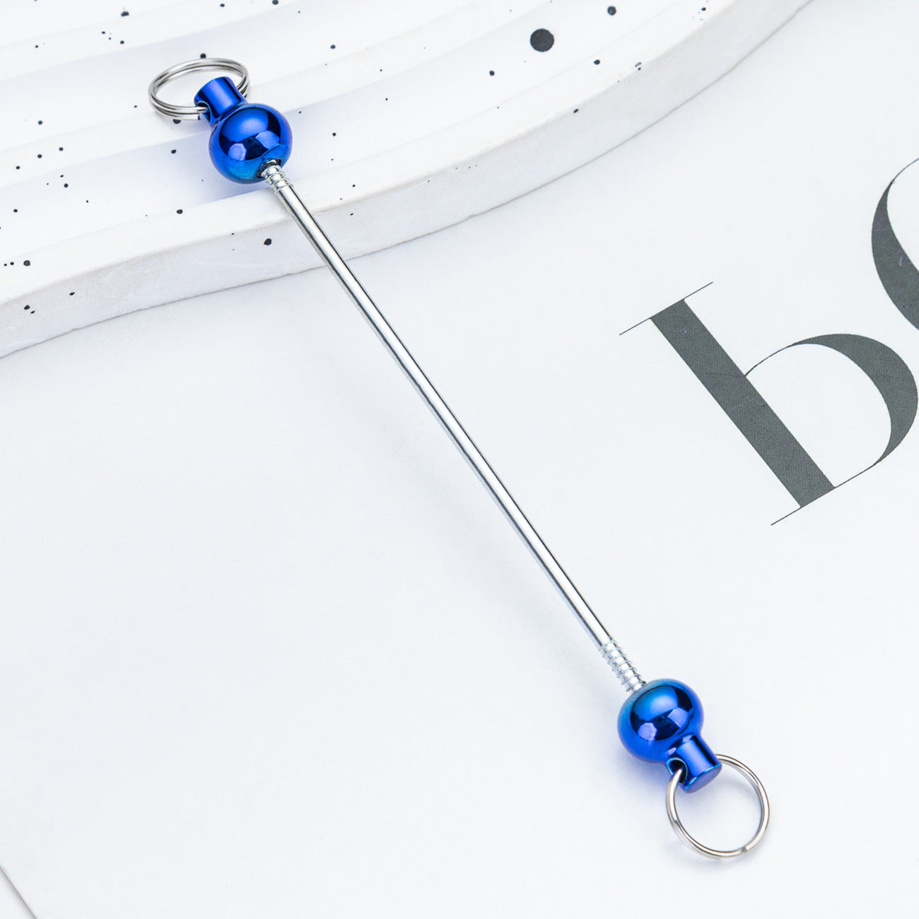 Creative new DIY beaded pole spot gradual change color color beaded keychain pole accessories pendant wholesale