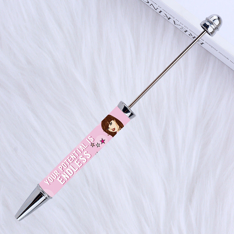 DIY Plastic Beadable Pens with Witty Sayings and Girls Prints