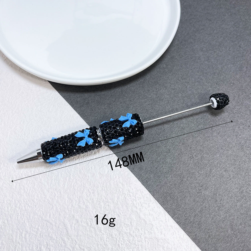 Cross-border full diamond soft pottery bow small fresh bead pen DIY creative multi-color diamond-encrusted gift pen ballpoint pen