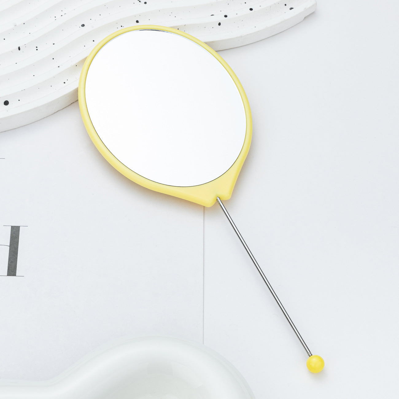 New DIY beaded oval mirror portable high definition mirror handheld mirror, carry makeup small mirror