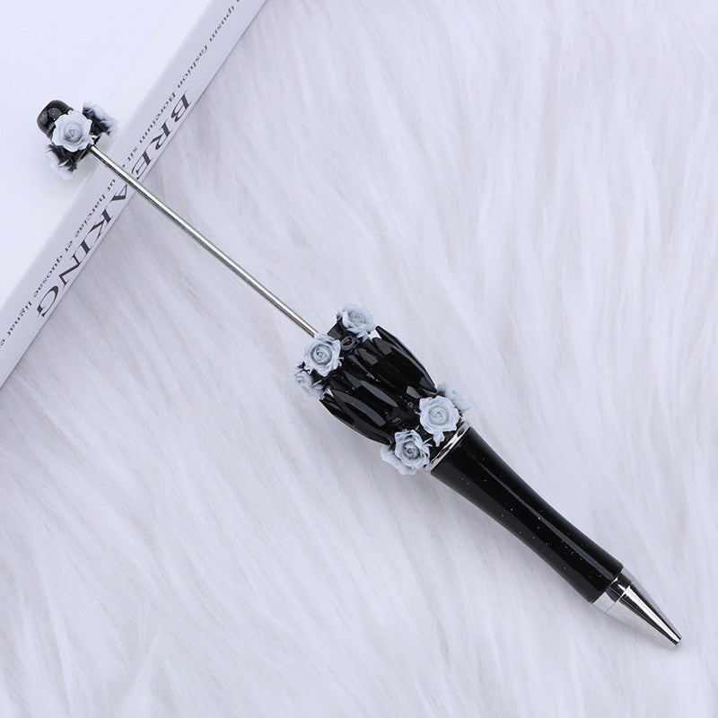 DIY flower mermaid bead pen pure handmade patch pen cap sticker rose mermaid bead pen, student gift pen