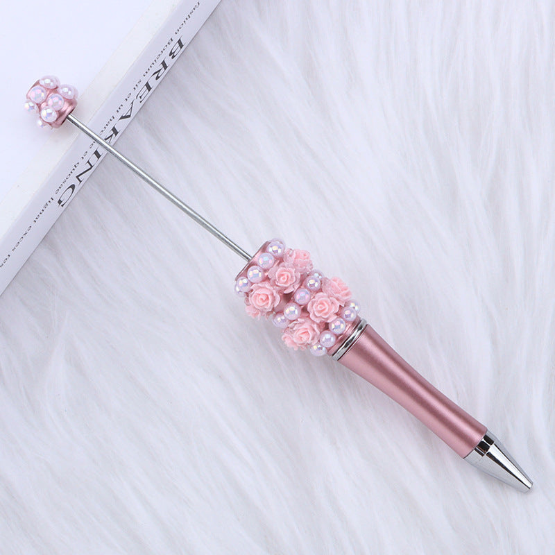 DIY new heavy industry bead pen, flower pearl bead pen, handmade patch pen cap with drill swirling gift pen