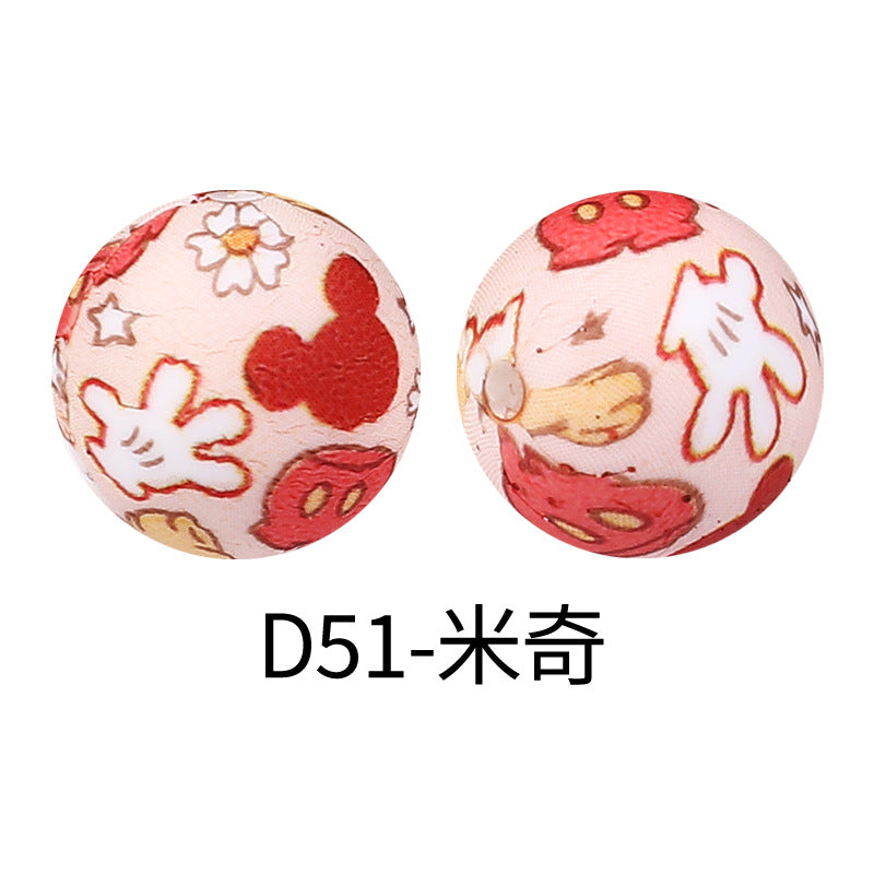 15mm new rhombus pattern silicone beads water transfer leopard print bracelet beaded jewelry silicone loose beads wholesale #51-79