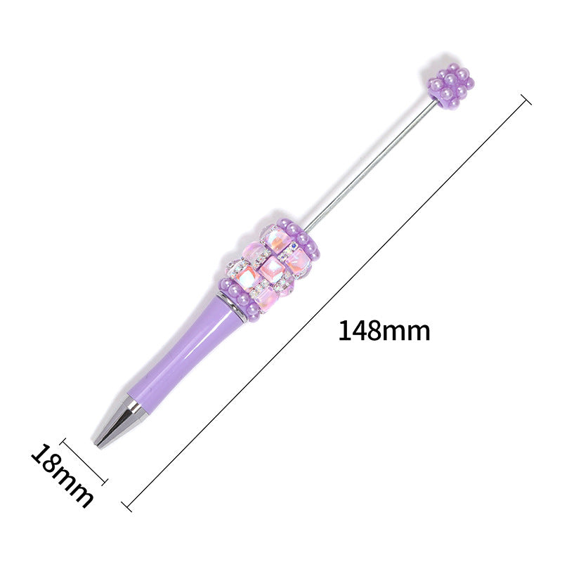 Creative DIY bead pen heavy industry high value square diamond pearl diamond bead pen multi-color plastic rotating ballpoint pen