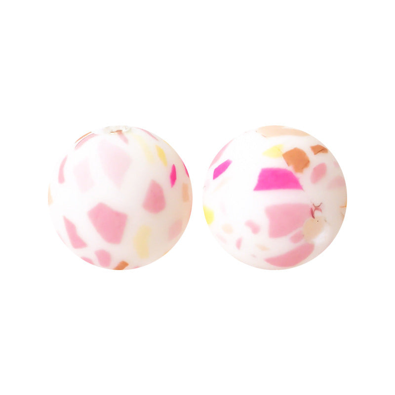 15mm Leopard Print Silicone Beads - Water Transfer Printed Daisy Round Beads for DIY Jewelry, Bead Pens, Loose Beads Wholesale #51-100