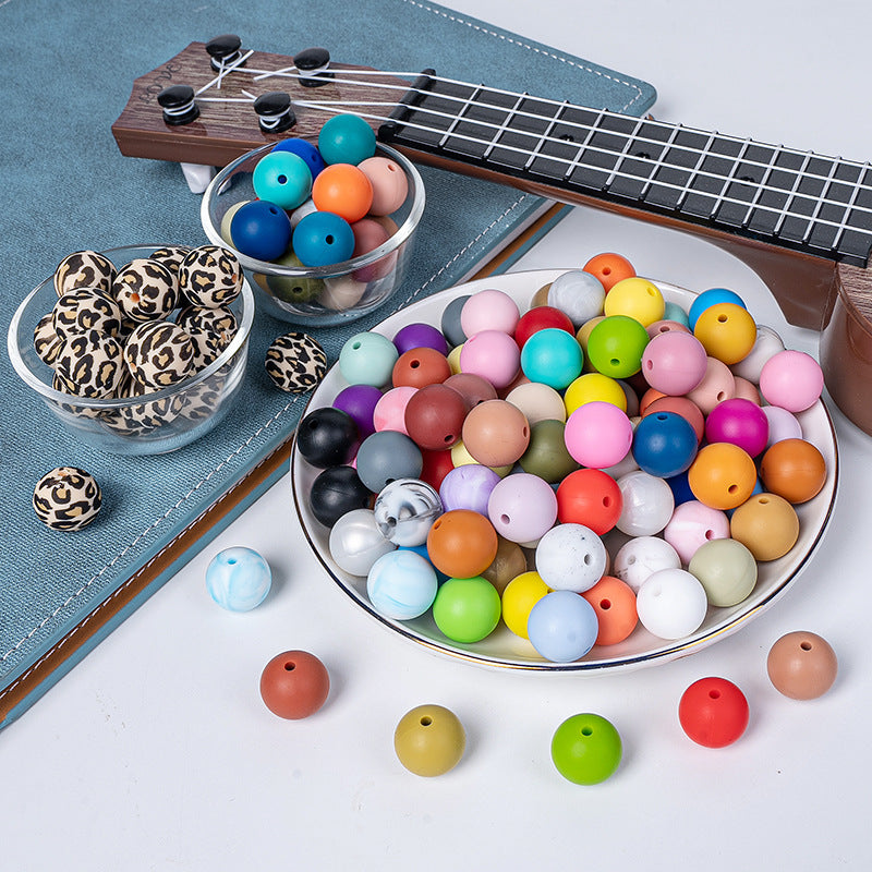 9 Mm Food Grade Silicone Beads Colored Round Loose Beads Handmade DIY Beaded Bracelet Pacifier Chain Accessories Spot Wholesale