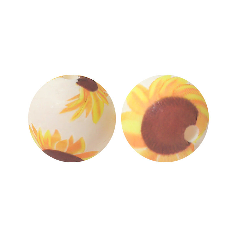 15mm Silicone Beads Water Transfer Beads DIY Jewelry Bead Pen Loose Beads Wholesale #201-250
