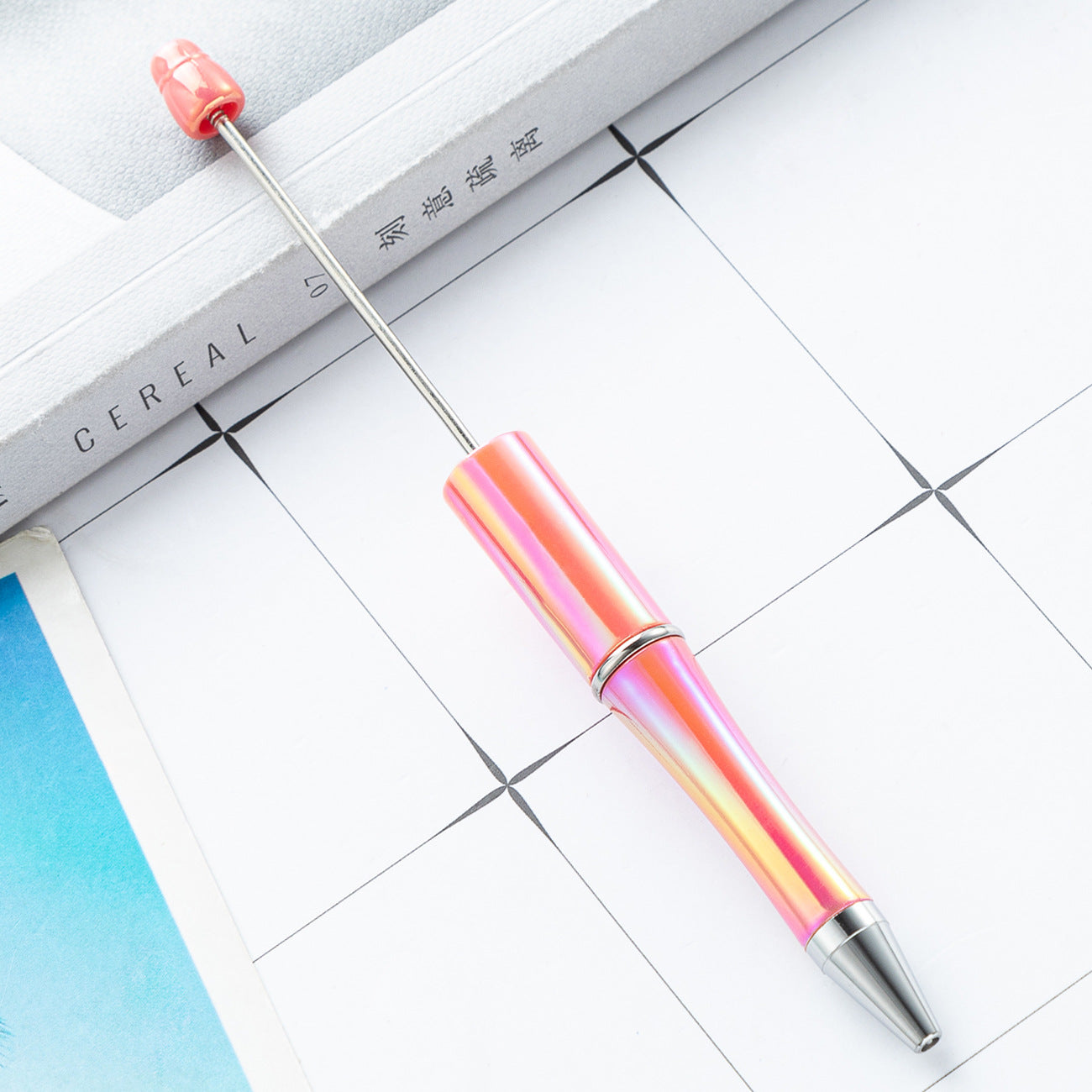 Cross-border plastic bead pen wholesale student creative handmade DIY ballpoint pen new UV gradual change bead pen wholesale