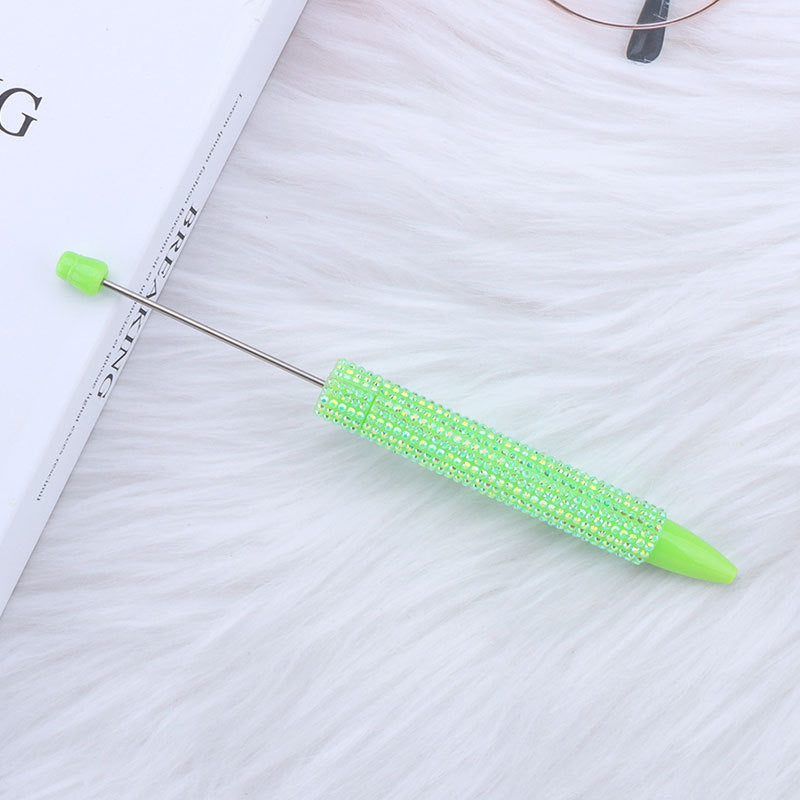 Cross-border long diamond-encrusted beaded pen DIY sticker full diamond beaded ballpoint pen creative cute girl heart gift pen