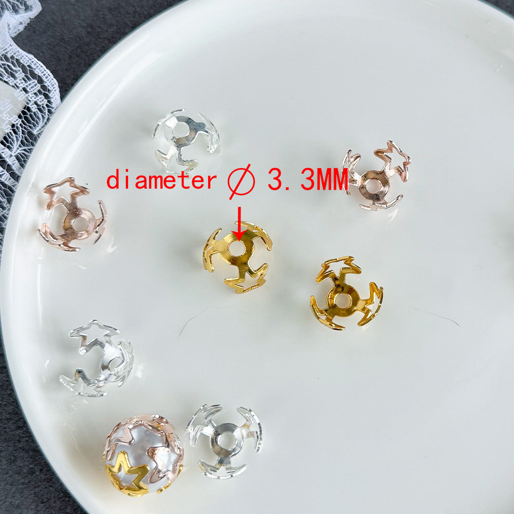 16mmAlloy beaded pentagram receptacle simple flower receptacle beaded DIY bracelet necklace jewelry accessories