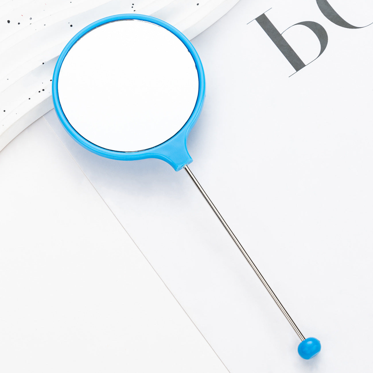 New DIY beaded handle mirror handheld makeup mirror portable single-sided vanity mirror plastic portable makeup mirror