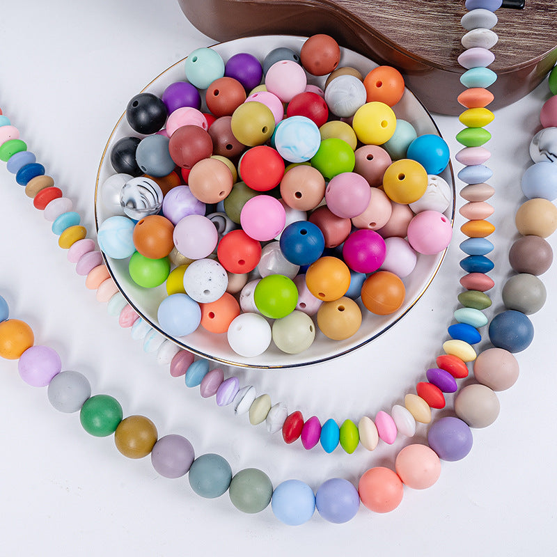 9 Mm Food Grade Silicone Beads Colored Round Loose Beads Handmade DIY Beaded Bracelet Pacifier Chain Accessories Spot Wholesale