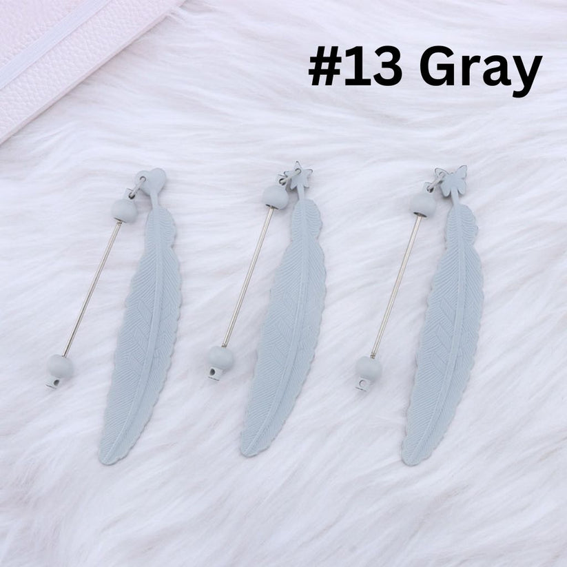 DIY Beadable Plastic Feather Shaped Bookmarks in Solid Colors, 147MM, Important: Please Read the Description