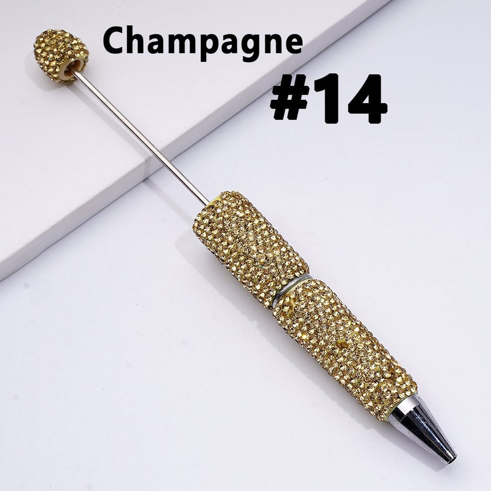 Cross-border new bead pen DIY heavy industry diamond-encrusted bead pen hand-pasted full diamond bead ballpoint pen plastic pen