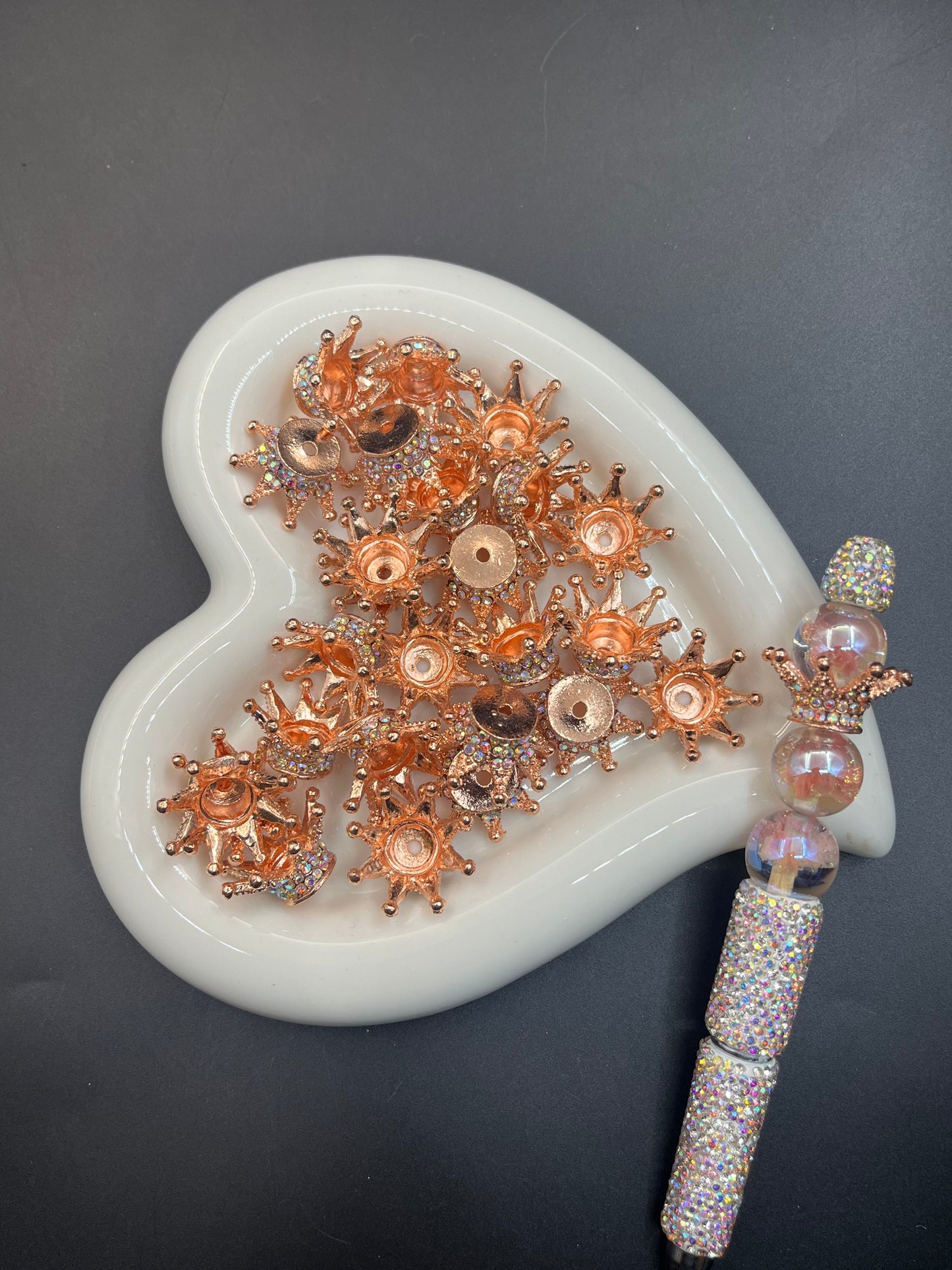 Bling Bling Sparkling Crown Spacers for Beads,rose gold