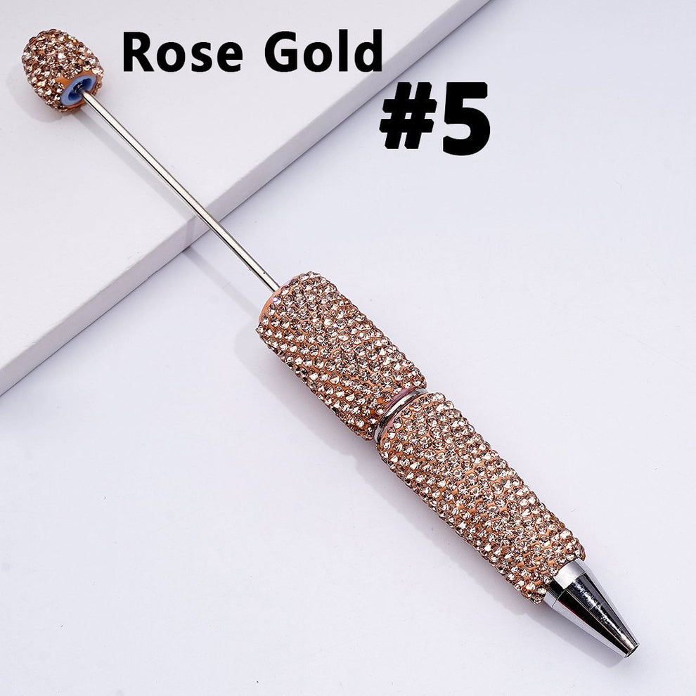 Cross-border new bead pen DIY heavy industry diamond-encrusted bead pen hand-pasted full diamond bead ballpoint pen plastic pen