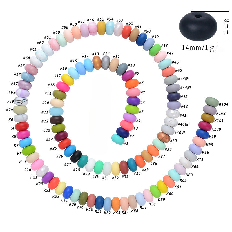 Spot 14mm Small Abacus Beads Food Grade Silicone Beads DIY Men's and Women's Jewelry Necklaces Oval Beads Wholesale