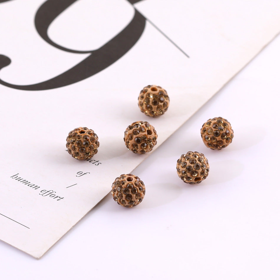 Bling Bling Sparkling Clay Beads with Acrylic Rhinestones, 8mm