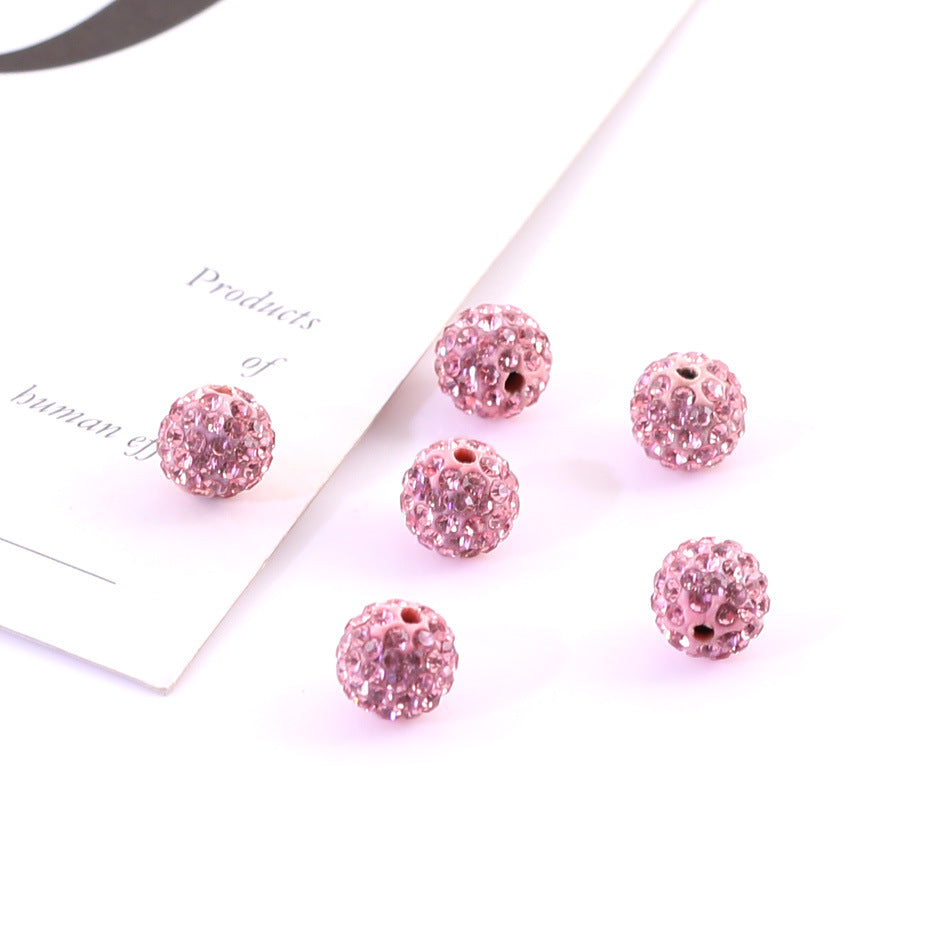 Bling Bling Sparkling Clay Beads with Acrylic Rhinestones, 8mm