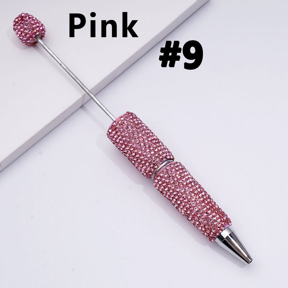 Cross-border new bead pen DIY heavy industry diamond-encrusted bead pen hand-pasted full diamond bead ballpoint pen plastic pen