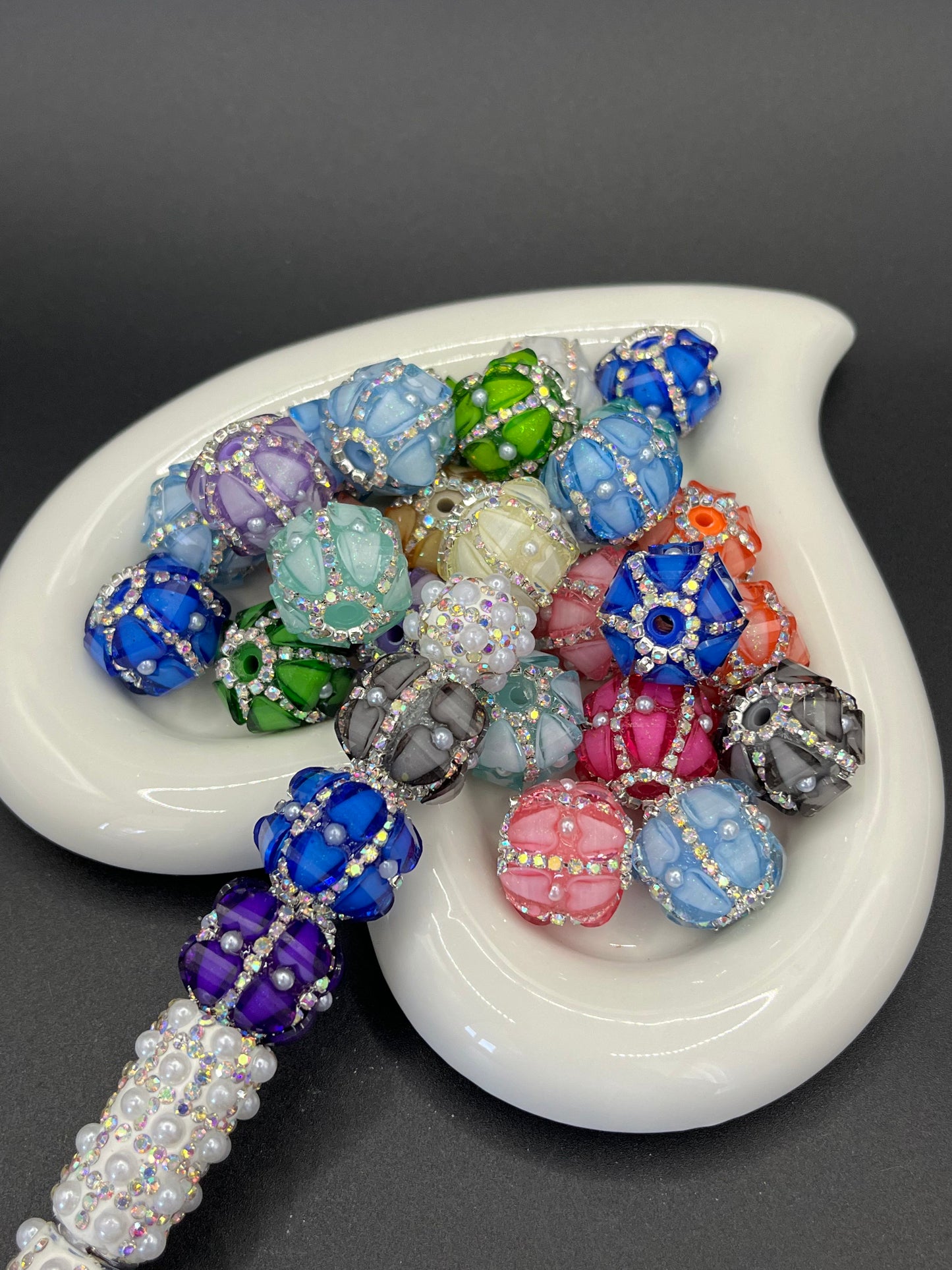 Drill Chain Ball Round Beads with Straight Holes - DIY Phone Chain Beading Materials, Car Hanging Accessories, Stylish Drill Balls