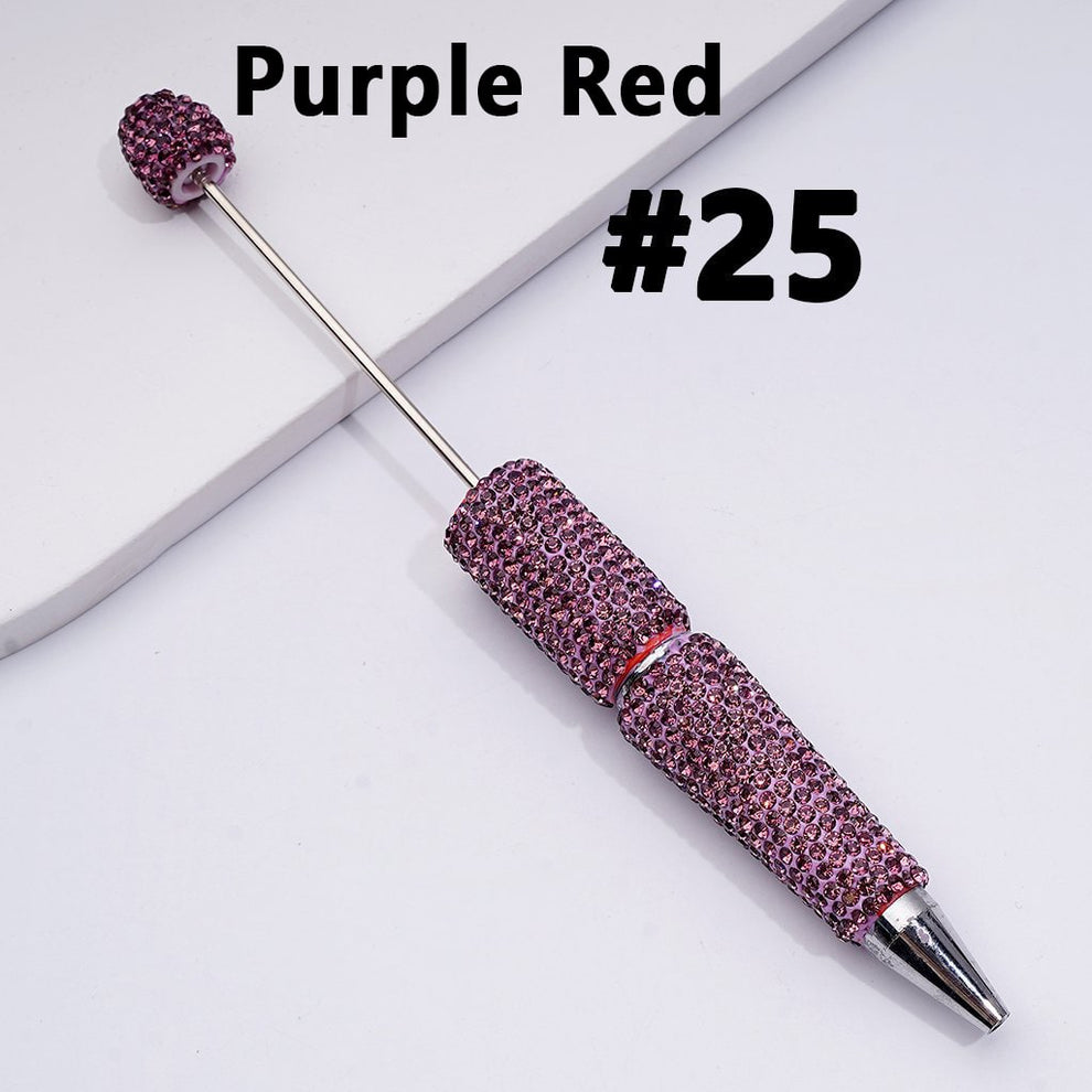 Cross-border new bead pen DIY heavy industry diamond-encrusted bead pen hand-pasted full diamond bead ballpoint pen plastic pen