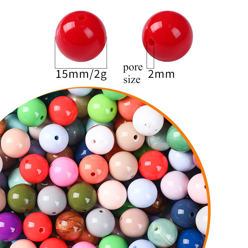 15mm Spot Glossy Silicone Beads Round Loose Beads DIY Jewelry Smooth Oil Injection Silicone Beads Mixed Color Beads