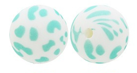 15Mm Cow Series Watermark Food Grade Silicone Round Beads Baby Toothpaste DIY Decorative Loose Beads Spot Wholesale