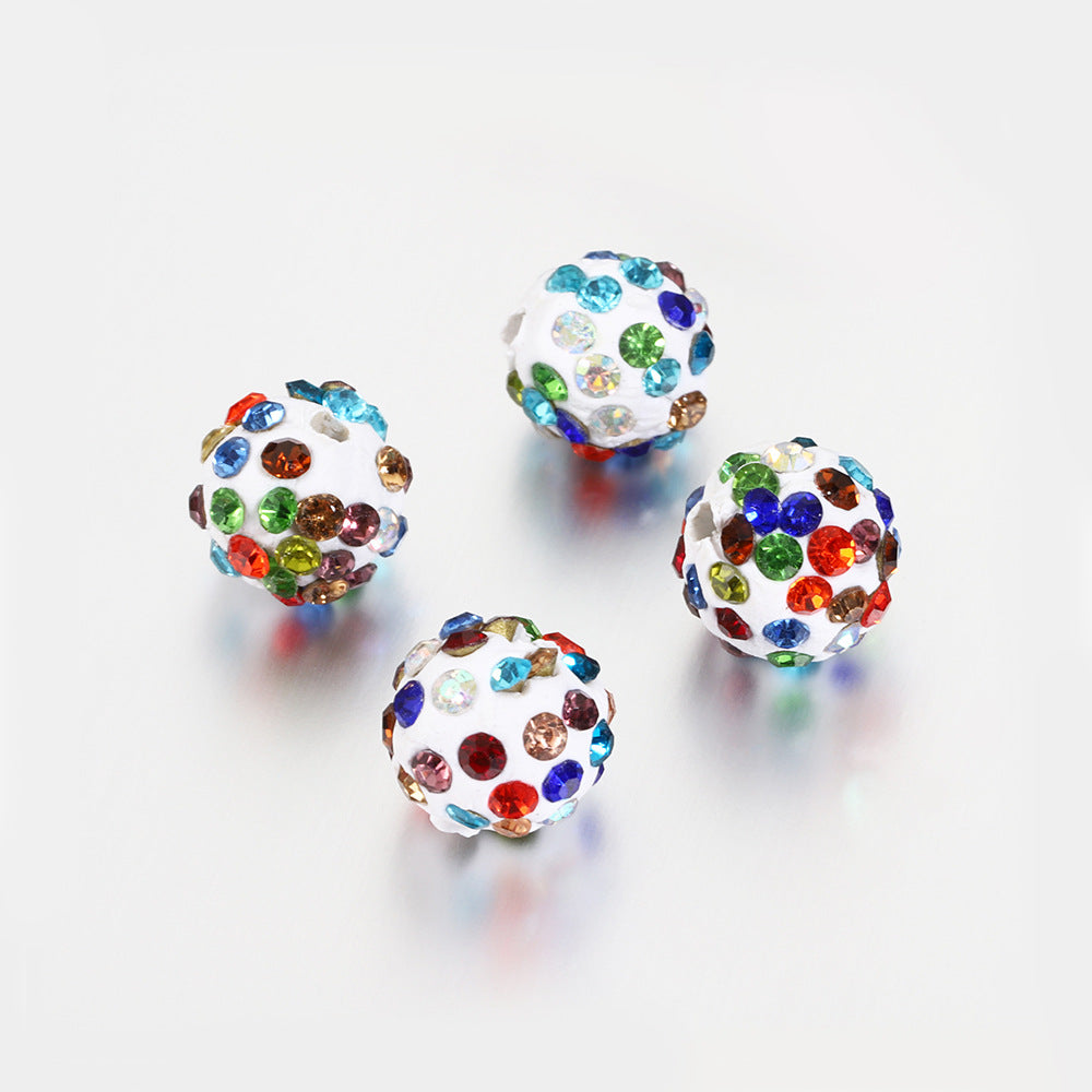 Bling Bling Sparkling Clay Beads with Acrylic Rhinestones, 8mm