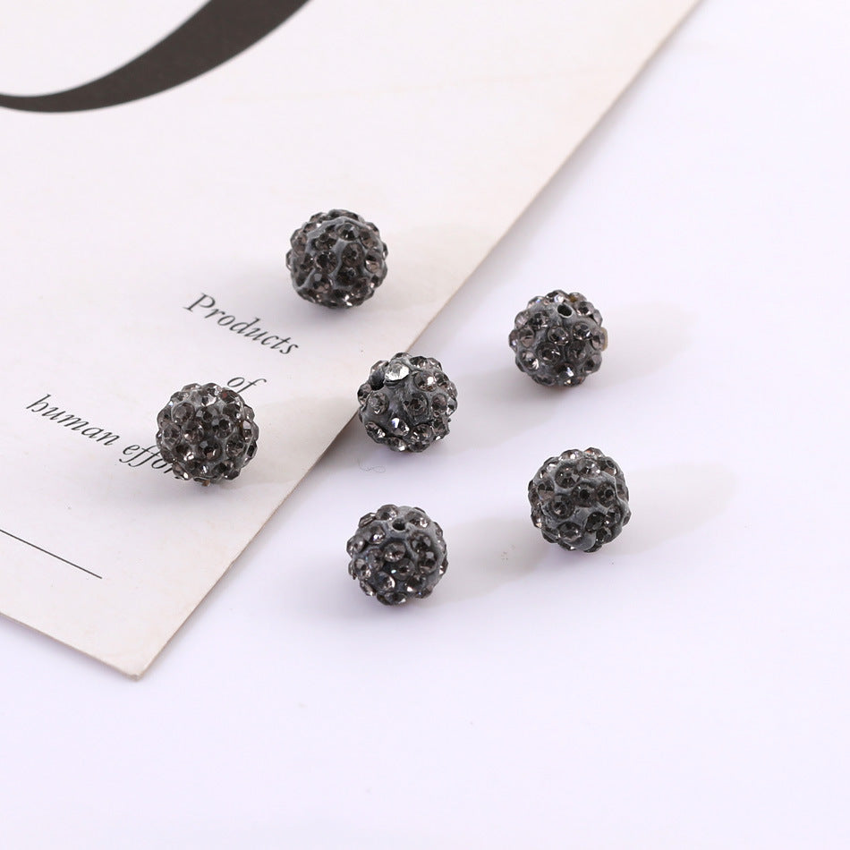Bling Bling Sparkling Clay Beads with Acrylic Rhinestones, 8mm