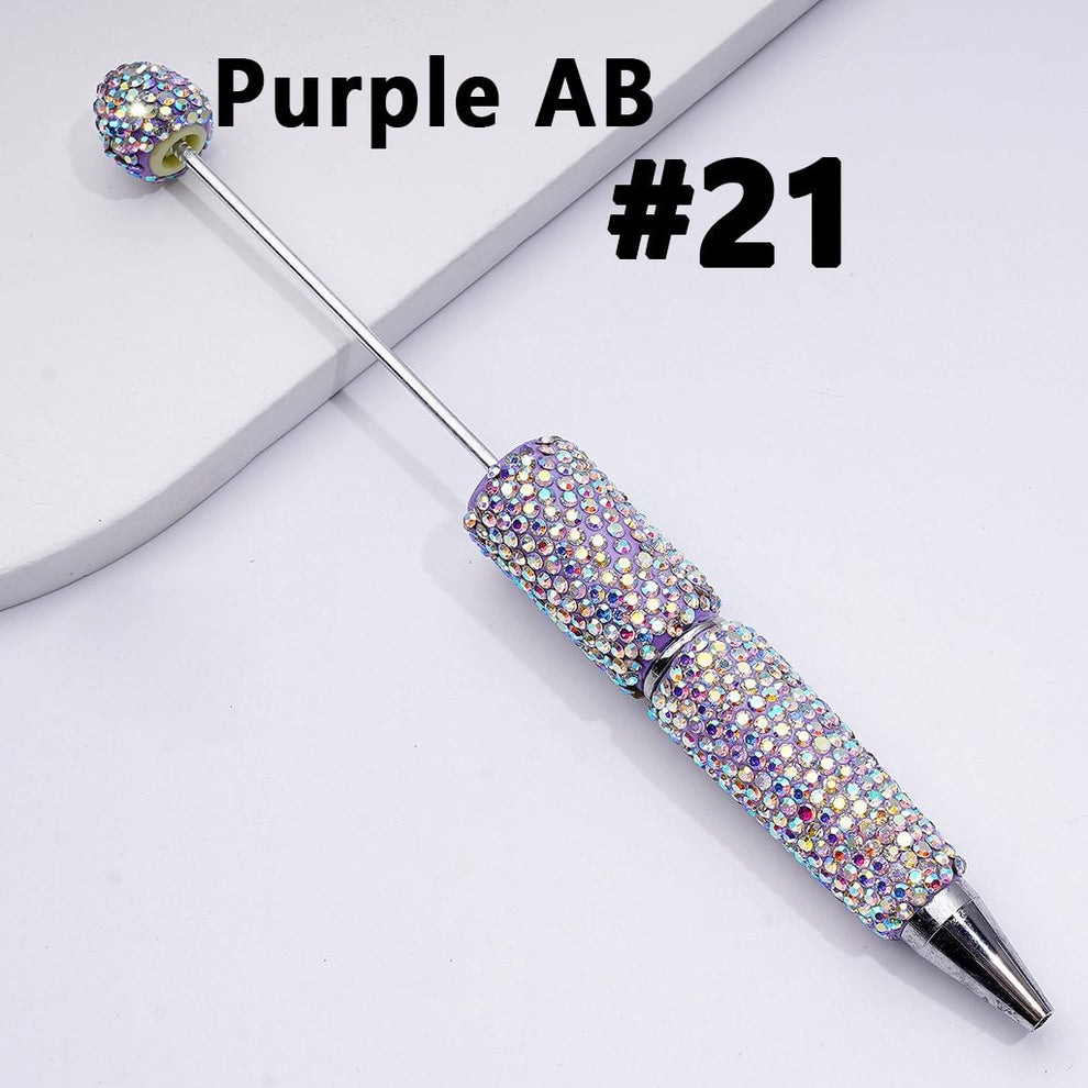 Cross-border new bead pen DIY heavy industry diamond-encrusted bead pen hand-pasted full diamond bead ballpoint pen plastic pen