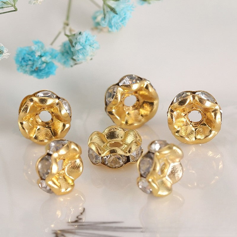 12Mm Hand-drilled Ring Spacer Beads, Colored Bracelet with Diamond Spacer Wheel Ring DIY Jewelry Accessories