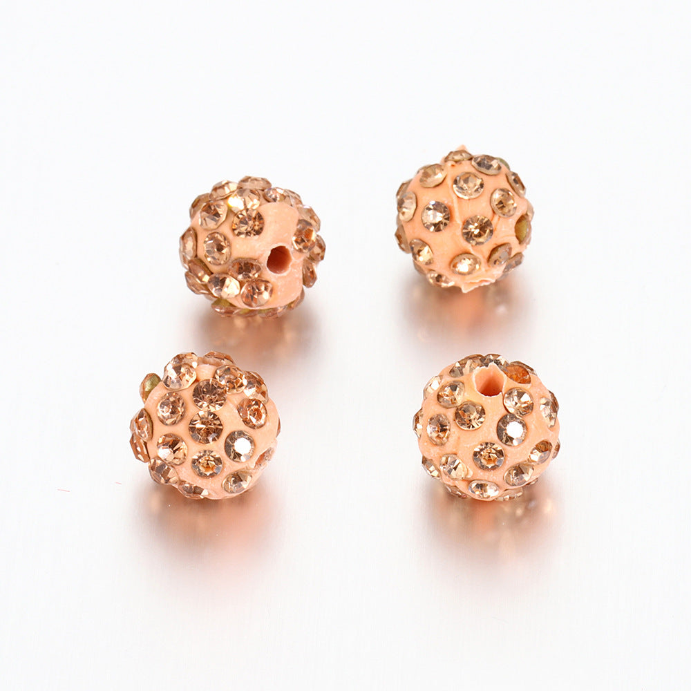 Bling Bling Sparkling Clay Beads with Acrylic Rhinestones, 8mm