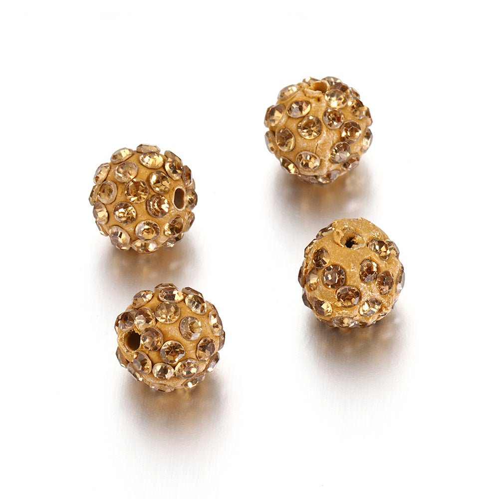 Bling Bling Sparkling Clay Beads with Acrylic Rhinestones, 8mm